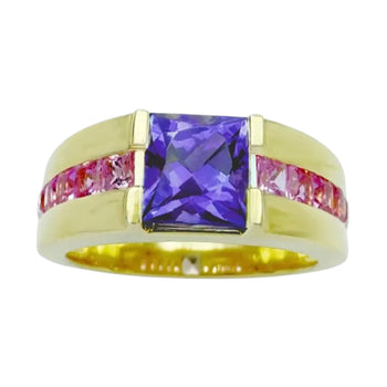 JR0242L - Tanzanite with Pink Sapphire Ring set in 18K Gold Setting