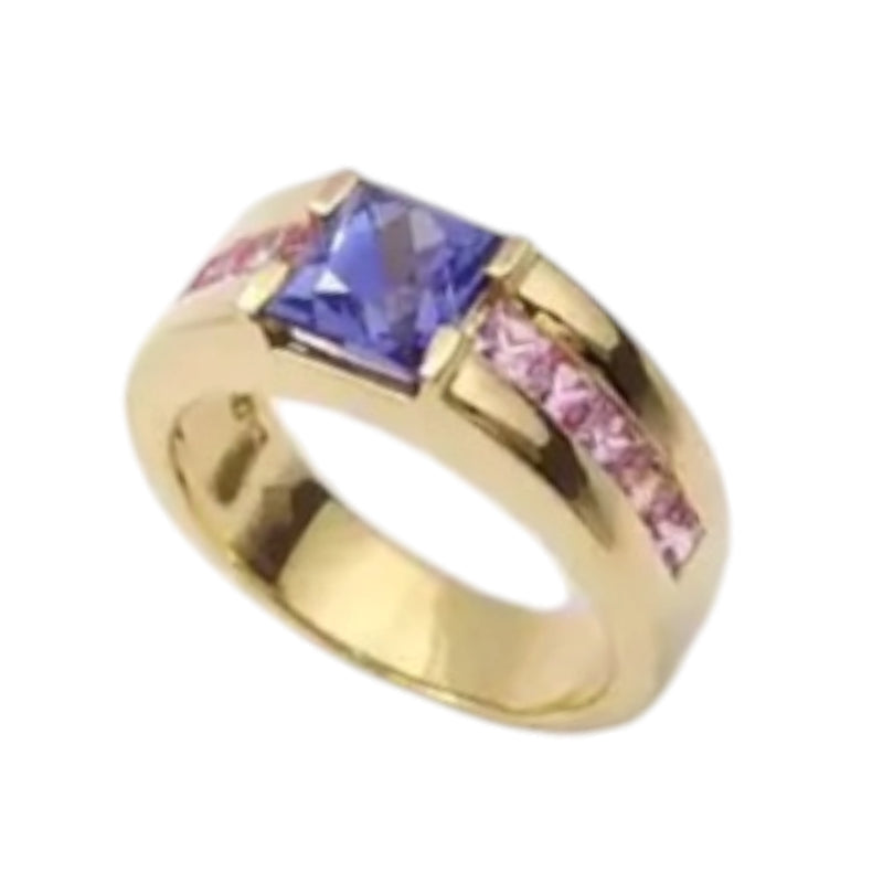 JR0242L - Tanzanite with Pink Sapphire Ring set in 18K Gold Setting