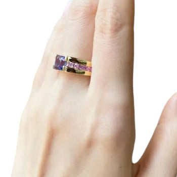 JR0242L - Tanzanite with Pink Sapphire Ring set in 18K Gold Setting