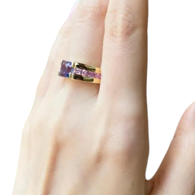 JR0242L - Tanzanite with Pink Sapphire Ring set in 18K Gold Setting