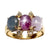 JR0566L - Star Sapphires with Diamond Ring set in 18K Gold Setting