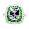 JR0003K - Unheated Purple Sapphire & Tsavorite with Diamond Ring set in 18l White Gold Setting