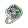JR0003K - Unheated Purple Sapphire & Tsavorite with Diamond Ring set in 18l White Gold Setting