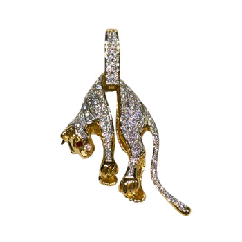 JP0095K - Diamond Panther Pendant Set in 18K Gold Setting