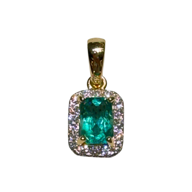 JP0094K - Emerald with Diamond Pendant Set in 18K Gold Setting
