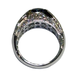 JR0369K - Unheated Thai Blue Sapphire with Diamond Ring Set in 18K White Gold Setting