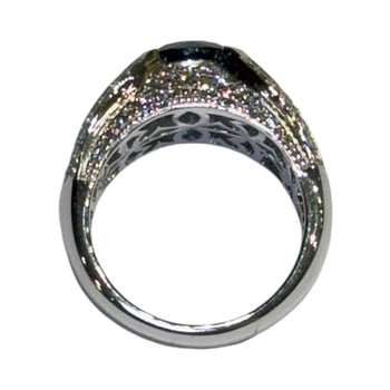 JR0369K - Unheated Thai Blue Sapphire with Diamond Ring Set in 18K White Gold Setting