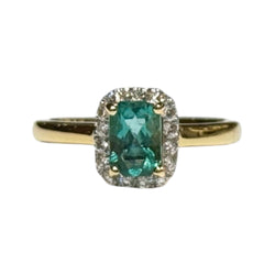 JR0371K - Emerald with Diamond Ring Set in 18K Gold Setting