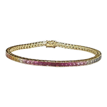 JB0106K - Multi-Sapphire Tennis Bracelet Set in 14K Gold Setting