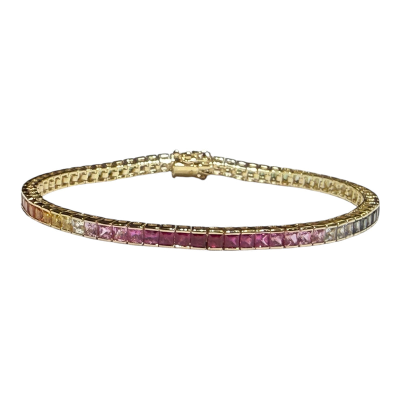 JB0106K - Multi-Sapphire Tennis Bracelet Set in 14K Gold Setting