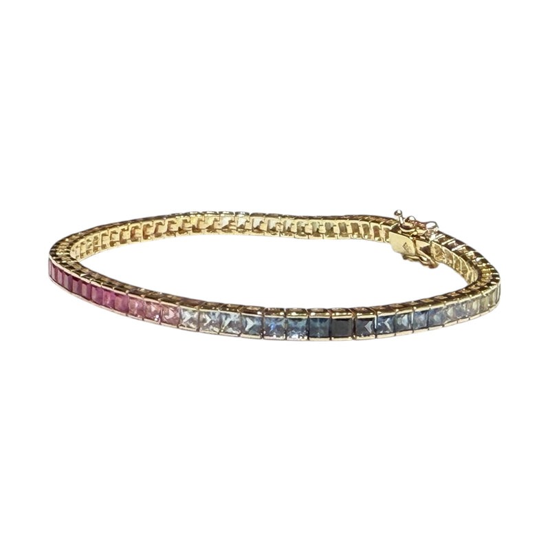 JB0106K - Multi-Sapphire Tennis Bracelet Set in 14K Gold Setting