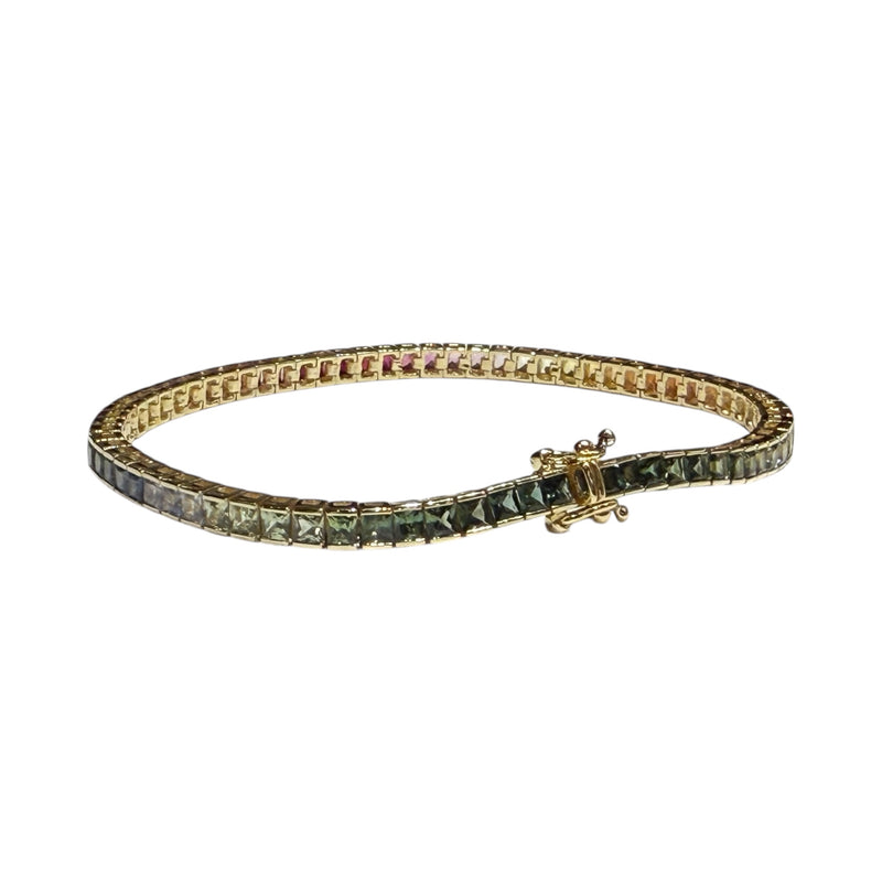 JB0106K - Multi-Sapphire Tennis Bracelet Set in 14K Gold Setting