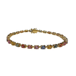 JB0108K - Multi-Sapphire Tennis Bracelet Set in 14K Gold Setting