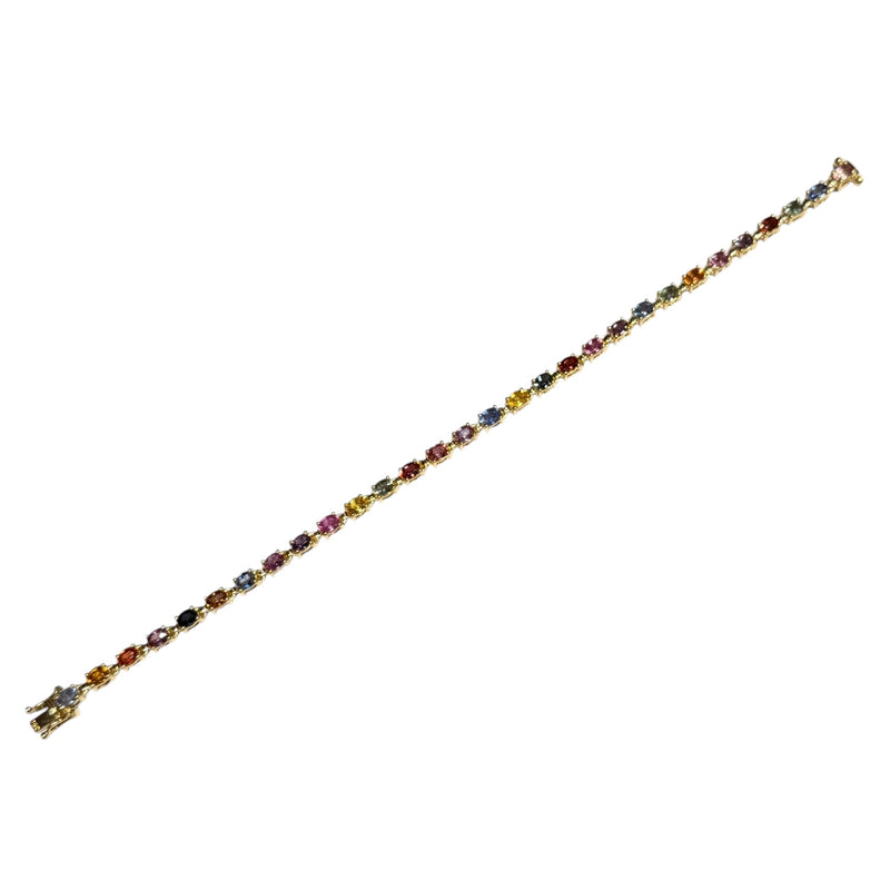 JB0108K - Multi-Sapphire Tennis Bracelet Set in 14K Gold Setting