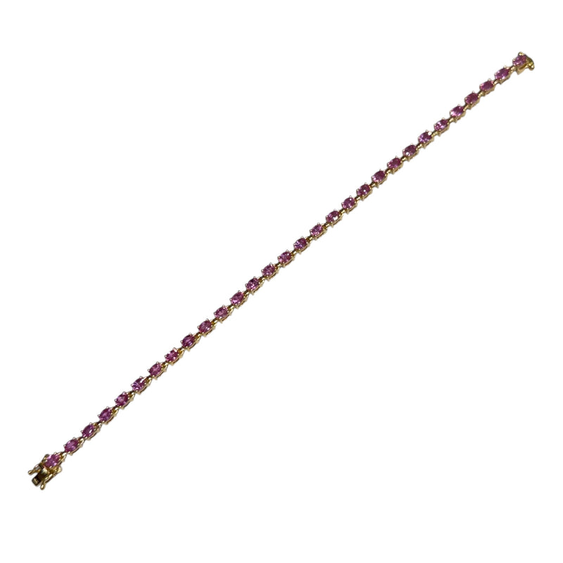 JB0109K - Pink Sapphire Tennis Bracelet Set in 14K Gold Setting