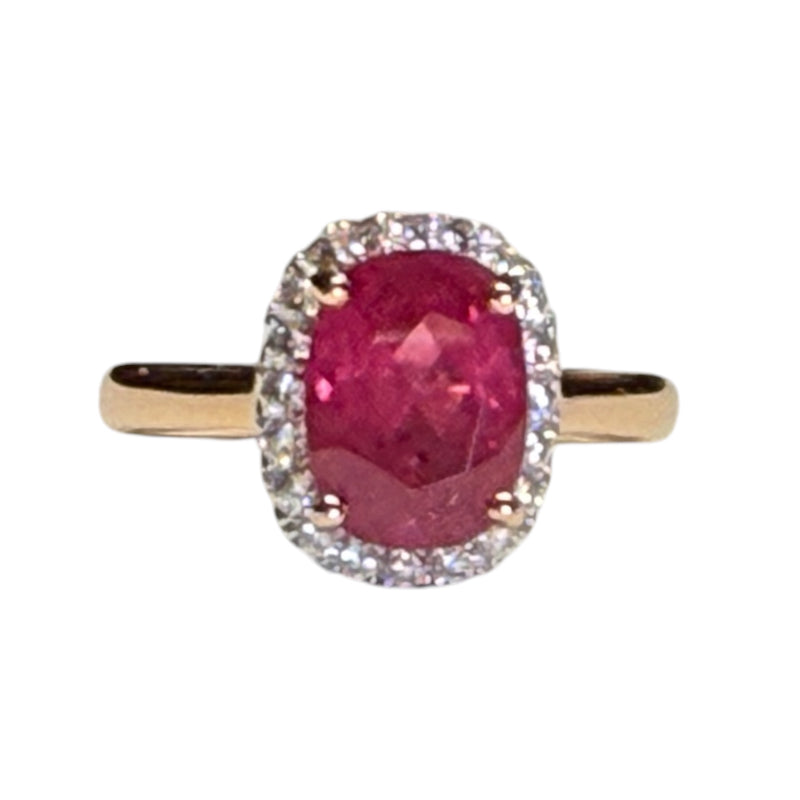 JR0372K - Ruby with Diamond Ring Set in 18K Rose Gold Setting