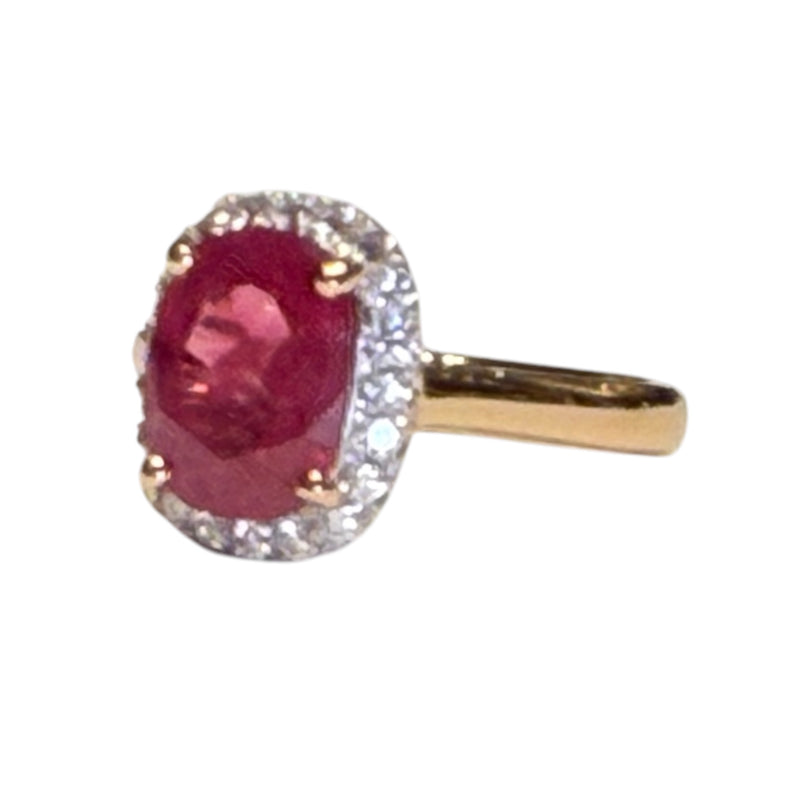 JR0372K - Ruby with Diamond Ring Set in 18K Rose Gold Setting