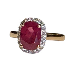JR0372K - Ruby with Diamond Ring Set in 18K Rose Gold Setting