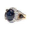 JR0373K - Blue Star Sapphire, Blue Sapphire, and Diamond Ring Set in 18K Rose Gold Setting