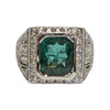 JR0376K - Art Deco Style Emerald with Diamond Ring Set in 18K White Gold Setting