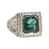 JR0376K - Art Deco Style Emerald with Diamond Ring Set in 18K White Gold Setting