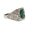 JR0376K - Art Deco Style Emerald with Diamond Ring Set in 18K White Gold Setting