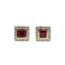 JE0274K - Ruby with Diamond Earrings Set in 18K Gold Setting