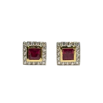 JE0274K - Ruby with Diamond Earrings Set in 18K Gold Setting
