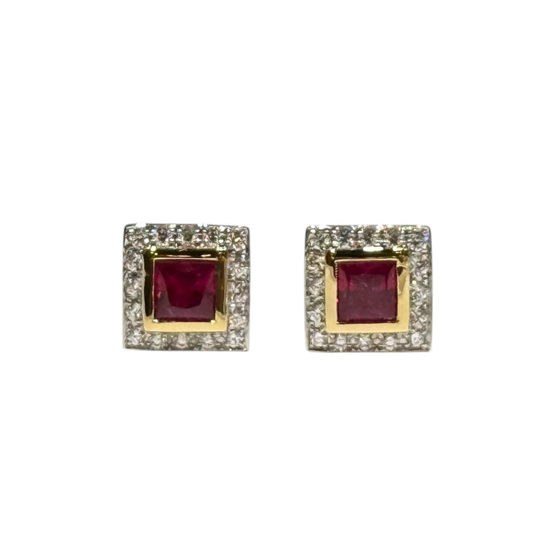 JE0274K - Ruby with Diamond Earrings Set in 18K Gold Setting