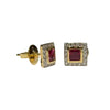 JE0274K - Ruby with Diamond Earrings Set in 18K Gold Setting