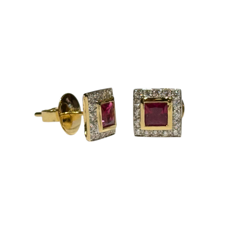 JE0274K - Ruby with Diamond Earrings Set in 18K Gold Setting
