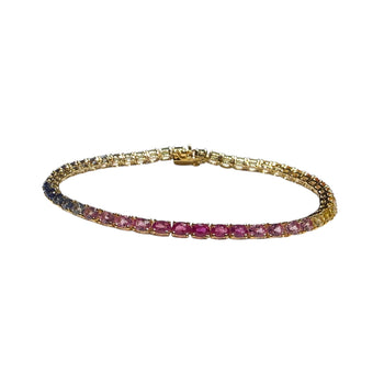 JB0110K - Multi-Sapphire Tennis Bracelet Set in 14K Gold Setting
