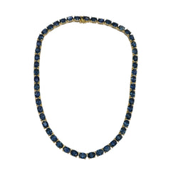 JN0073K - Blue Sapphire Necklace Set in 14K Gold Setting