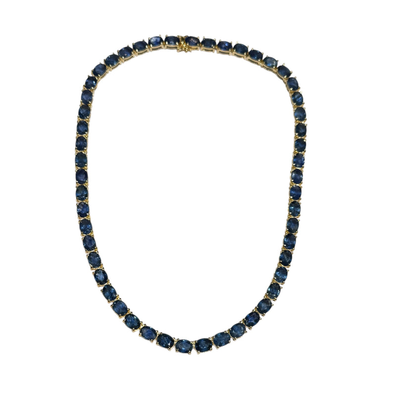JN0073K - Blue Sapphire Necklace Set in 14K Gold Setting