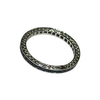 JR0389K - Blue Sapphire Eternity Ring Set in 18K White Gold Setting