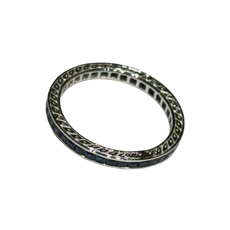 JR0389K - Blue Sapphire Eternity Ring Set in 18K White Gold Setting