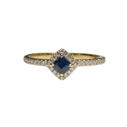 JR0387K - Blue Sapphire with Diamond Ring Set in 18K Gold Setting