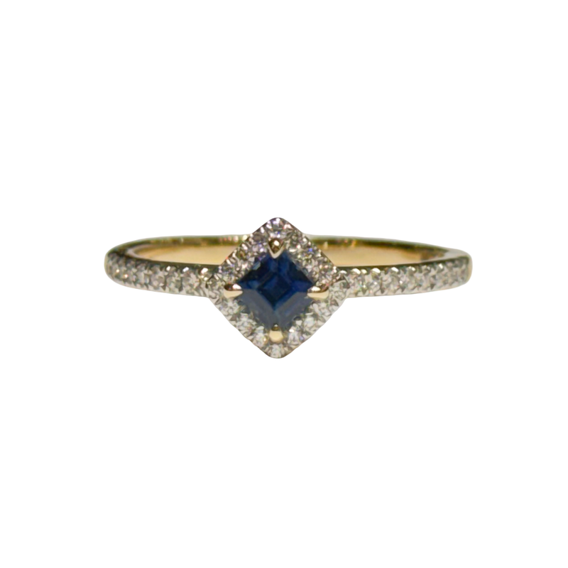 JR0387K - Blue Sapphire with Diamond Ring Set in 18K Gold Setting
