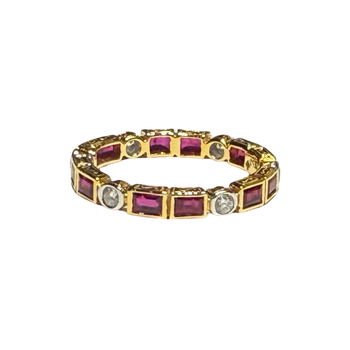 JR0384K - Ruby with Diamond Eternity Ring Set in 18K Gold Setting