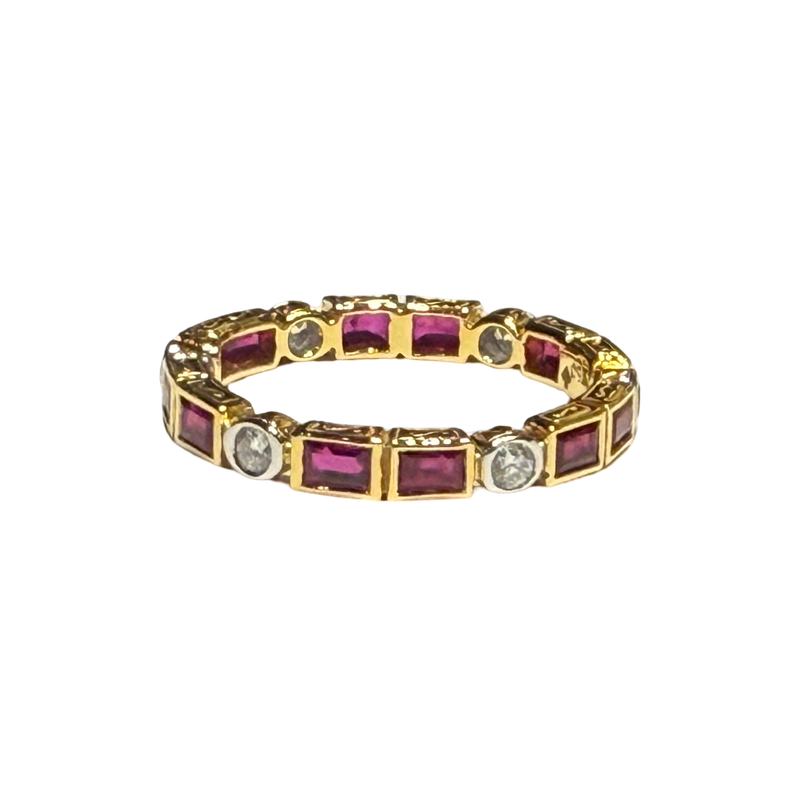 JR0384K - Ruby with Diamond Eternity Ring Set in 18K Gold Setting