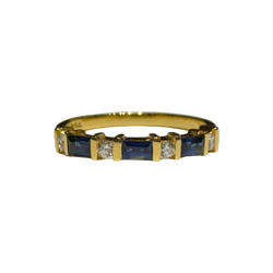 JR0383K - Blue Sapphire with Diamond Ring Set in 18K Gold Setting