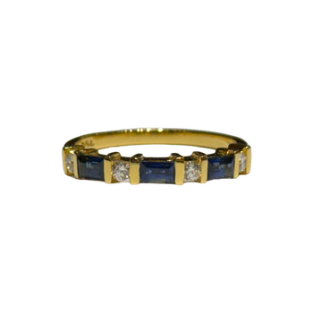 JR0383K - Blue Sapphire with Diamond Ring Set in 18K Gold Setting