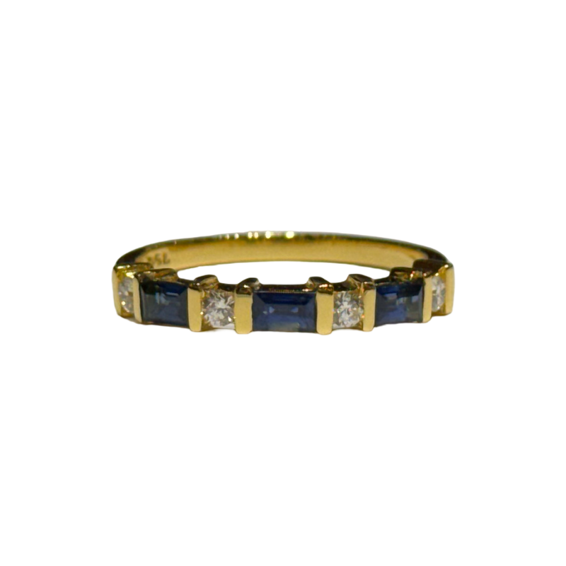 JR0383K - Blue Sapphire with Diamond Ring Set in 18K Gold Setting