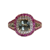 JR0377K - GIA Certified Unheated Green Sapphire with Pink Sapphire and Diamond Ring Set in 18K Rose Gold Setting