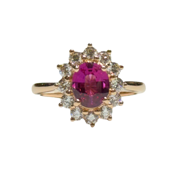 JR0378K - GIA Certified Unheated Pink Sapphire with Diamond Ring Set in 18K Rose Gold Setting