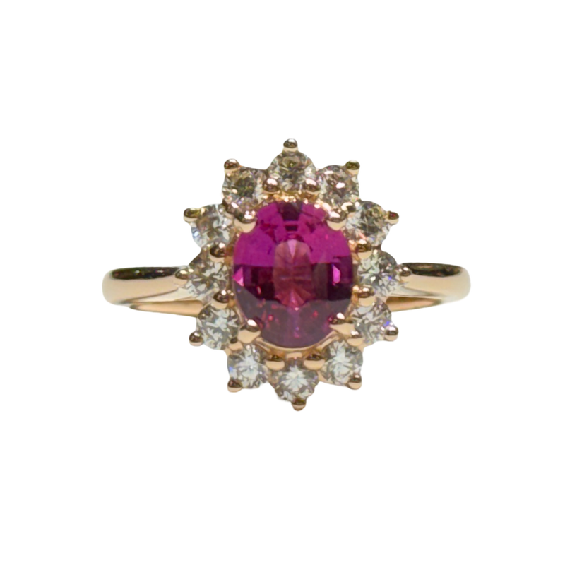 JR0378K - GIA Certified Unheated Pink Sapphire with Diamond Ring Set in 18K Rose Gold Setting