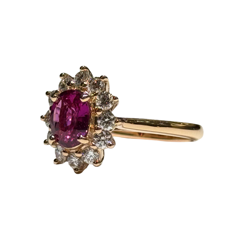 JR0378K - GIA Certified Unheated Pink Sapphire with Diamond Ring Set in 18K Rose Gold Setting