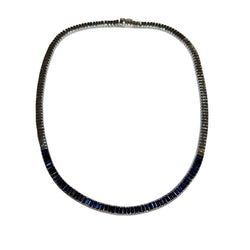 JN0074K - Blue Sapphire Necklace Set in 18K White Gold Setting