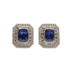 JE0275K - Blue Sapphire with Diamond Jacket Set in 18K White Gold Setting