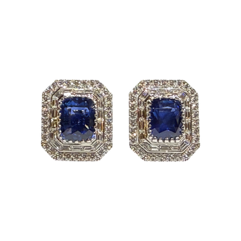 JE0275K - Blue Sapphire with Diamond Jacket Set in 18K White Gold Setting